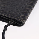 BOTTEGA VENETA INTRECCIATO Long Wallet Leather Black Auth 157551-7