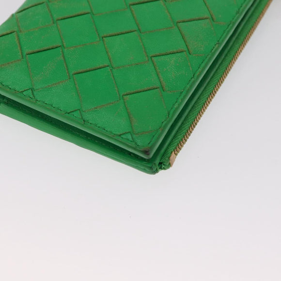 BOTTEGA VENETA INTRECCIATO Long Wallet Leather Green Auth 157552