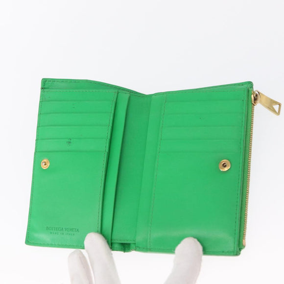 BOTTEGA VENETA INTRECCIATO Long Wallet Leather Green Auth 157552