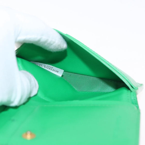 BOTTEGA VENETA INTRECCIATO Long Wallet Leather Green Auth 157552