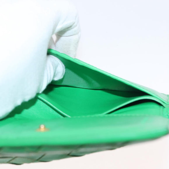 BOTTEGA VENETA INTRECCIATO Long Wallet Leather Green Auth 157552