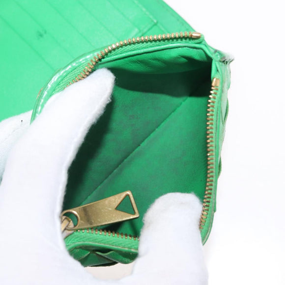 BOTTEGA VENETA INTRECCIATO Long Wallet Leather Green Auth 157552
