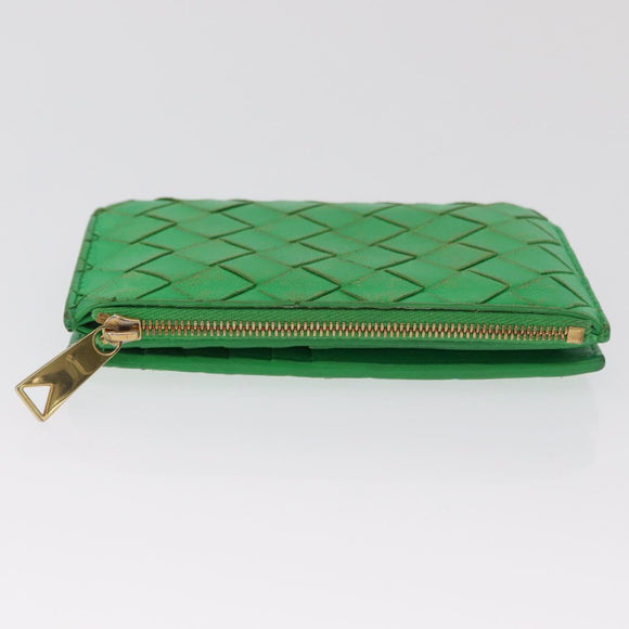 BOTTEGA VENETA INTRECCIATO Long Wallet Leather Green Auth 157552