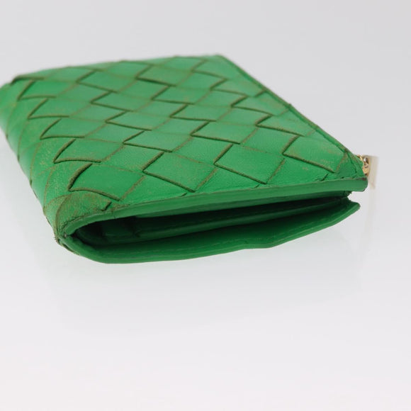 BOTTEGA VENETA INTRECCIATO Long Wallet Leather Green Auth 157552