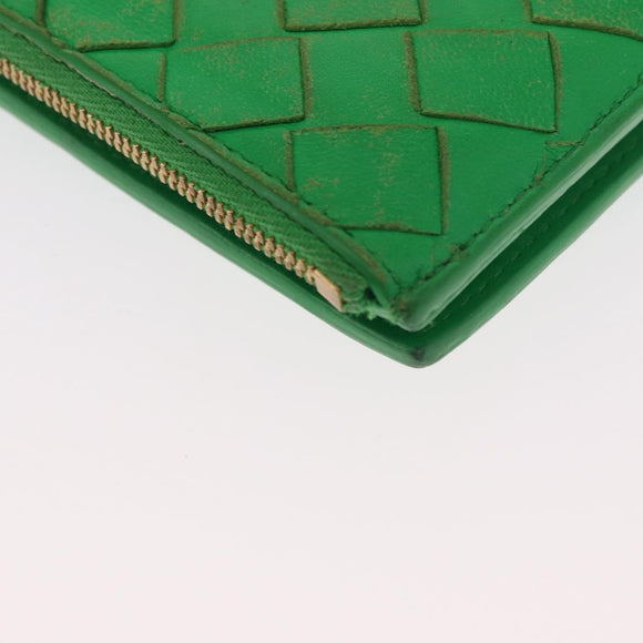BOTTEGA VENETA INTRECCIATO Long Wallet Leather Green Auth 157552