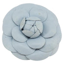 CHANEL Brooch Leather Light Blue CC Auth 157558V-1