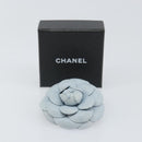 CHANEL Brooch Leather Light Blue CC Auth 157558V-12