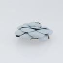 CHANEL Brooch Leather Light Blue CC Auth 157558V-3