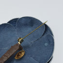 CHANEL Brooch Leather Light Blue CC Auth 157558V-8