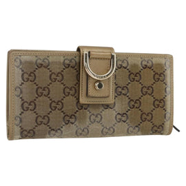 GUCCI GG Supreme Long Wallet PVC Beige Gold Auth 157560