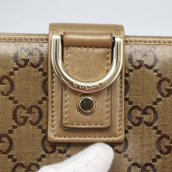 GUCCI GG Supreme Long Wallet PVC Beige Gold Auth 157560