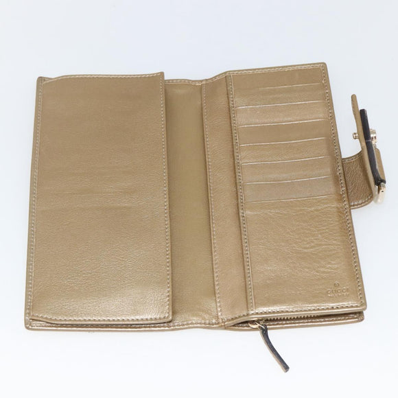GUCCI GG Supreme Long Wallet PVC Beige Gold Auth 157560