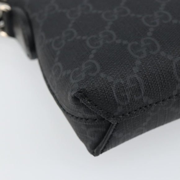 GUCCI GG Supreme Shoulder Bag PVC Black Silver Auth 157567SAV