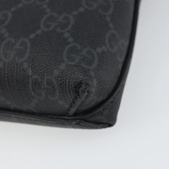GUCCI GG Supreme Shoulder Bag PVC Black Silver Auth 157567SAV