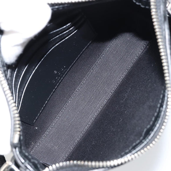 GUCCI GG Supreme Shoulder Bag PVC Black Silver Auth 157567SAV