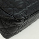 Christian Dior Caro Medium Cannage Bag Calf Skin Black Gold Auth 157570SM-13