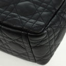 Christian Dior Caro Medium Cannage Bag Calf Skin Black Gold Auth 157570SM-14