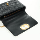 Christian Dior Caro Medium Cannage Bag Calf Skin Black Gold Auth 157570SM-17