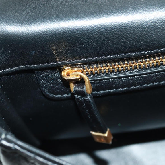 Christian Dior Caro Medium Cannage Bag Calf Skin Black Gold Auth 157570SM