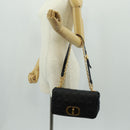 Christian Dior Caro Medium Cannage Bag Calf Skin Black Gold Auth 157570SM-26