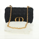 Christian Dior Caro Medium Cannage Bag Calf Skin Black Gold Auth 157570SM-27