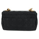 Christian Dior Caro Medium Cannage Bag Calf Skin Black Gold Auth 157570SM-4