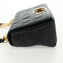 Christian Dior Caro Medium Cannage Bag Calf Skin Black Gold Auth 157570SM-5
