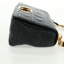 Christian Dior Caro Medium Cannage Bag Calf Skin Black Gold Auth 157570SM-6