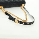 Christian Dior Caro Medium Cannage Bag Calf Skin Black Gold Auth 157570SM-8