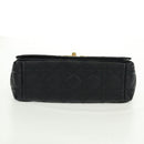 Christian Dior Caro Medium Cannage Bag Calf Skin Black Gold Auth 157570SM-10