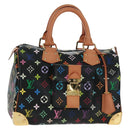 LOUIS VUITTON Monogram Multicolor Speedy 30 Hand Bag Black M92642 Auth 157571SM-1