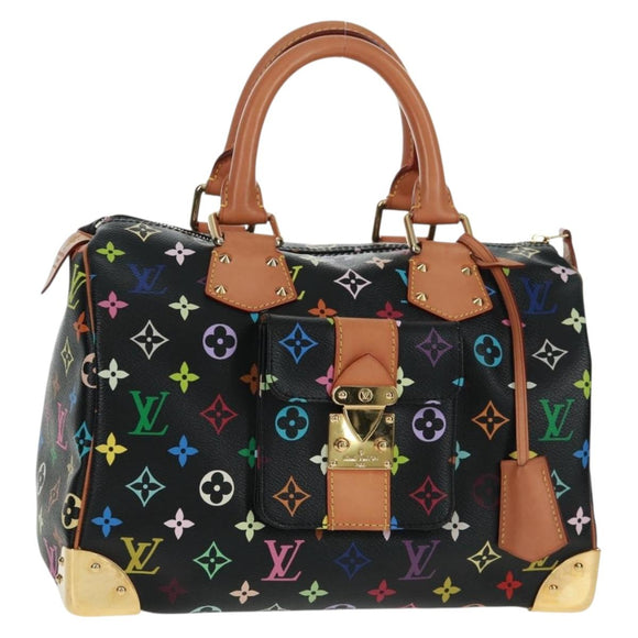 LOUIS VUITTON Monogram Multicolor Speedy 30 Hand Bag Black M92642 Auth 157571SM