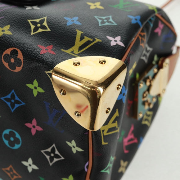 LOUIS VUITTON Monogram Multicolor Speedy 30 Hand Bag Black M92642 Auth 157571SM