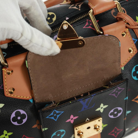 LOUIS VUITTON Monogram Multicolor Speedy 30 Hand Bag Black M92642 Auth 157571SM