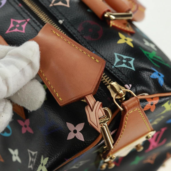 LOUIS VUITTON Monogram Multicolor Speedy 30 Hand Bag Black M92642 Auth 157571SM