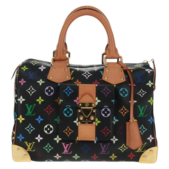 LOUIS VUITTON Monogram Multicolor Speedy 30 Hand Bag Black M92642 Auth 157571SM