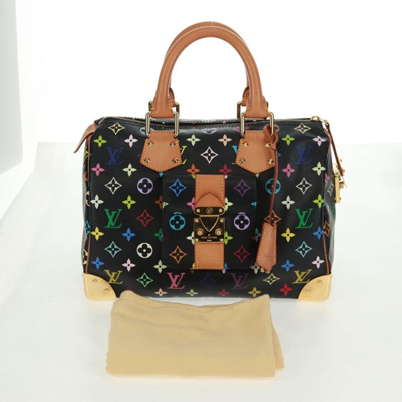 LOUIS VUITTON Monogram Multicolor Speedy 30 Hand Bag Black M92642 Auth 157571SM