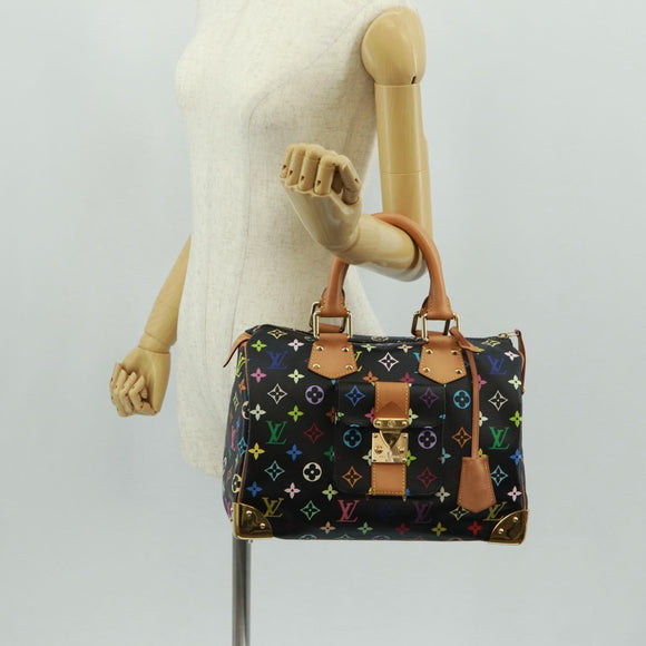 LOUIS VUITTON Monogram Multicolor Speedy 30 Hand Bag Black M92642 Auth 157571SM