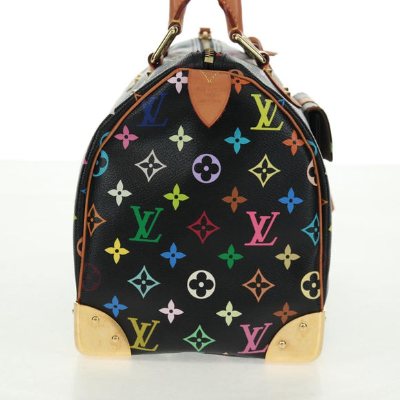 LOUIS VUITTON Monogram Multicolor Speedy 30 Hand Bag Black M92642 Auth 157571SM