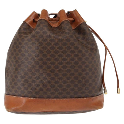 CELINE Macadam Canvas Shoulder Bag PVC Leather Brown Gold Auth 157577 - 0