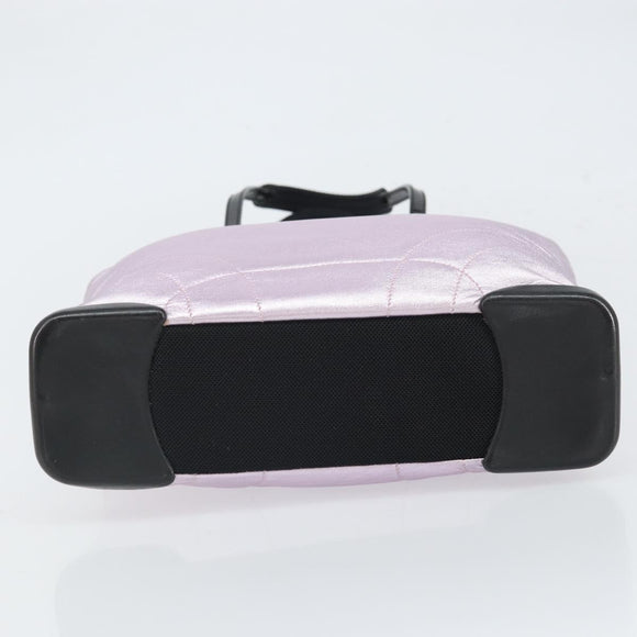 PRADA Shoulder Bag Leather Silver Metallic pink Auth 157579
