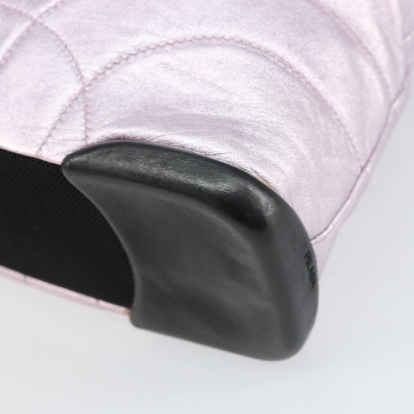 PRADA Shoulder Bag Leather Silver Metallic pink Auth 157579