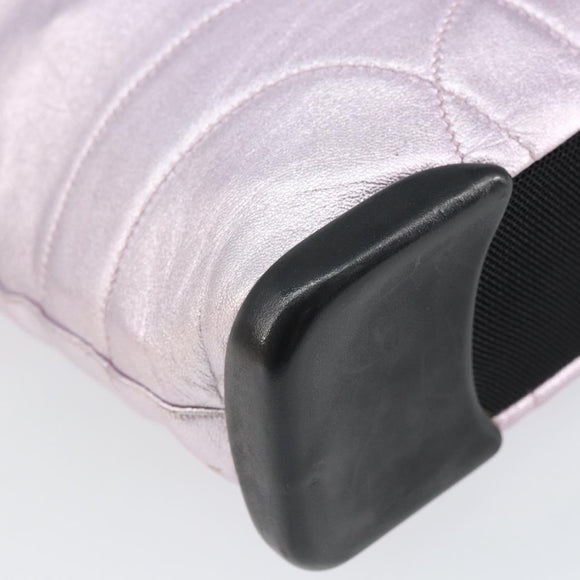 PRADA Shoulder Bag Leather Silver Metallic pink Auth 157579