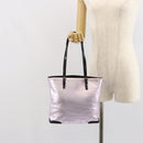 PRADA Shoulder Bag Leather Silver Metallic pink Auth 157579-23