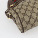 GUCCI GG Supreme Web Sherry Line Bag PVC Beige Gold 001 56 6472 Auth 157580-16