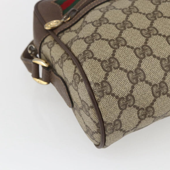 GUCCI GG Supreme Web Sherry Line Bag PVC Beige Gold 001 56 6472 Auth 157580