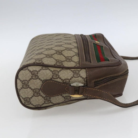 GUCCI GG Supreme Web Sherry Line Bag PVC Beige Gold 001 56 6472 Auth 157580