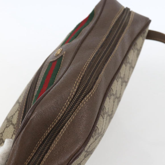 GUCCI GG Supreme Web Sherry Line Bag PVC Beige Gold 001 56 6472 Auth 157580