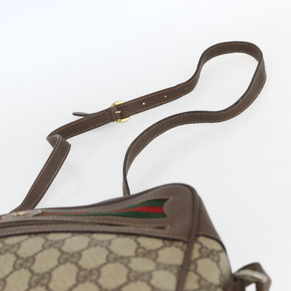 GUCCI GG Supreme Web Sherry Line Bag PVC Beige Gold 001 56 6472 Auth 157580