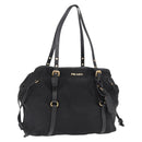 PRADA Tote Bag Nylon Black Gold Auth 157581-1